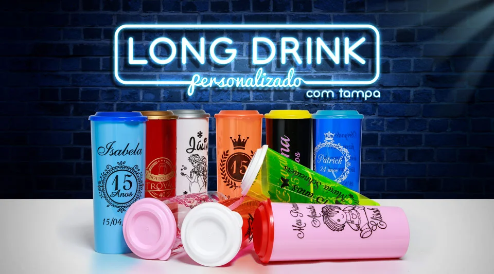 Copo com Tampa e canudo personalizado